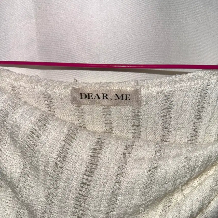 [BUNJANG] Dear. Me Ivory Cable Knit Crop Top / 디어미 아이보리 꽈배기 니트 크롭 긴팔