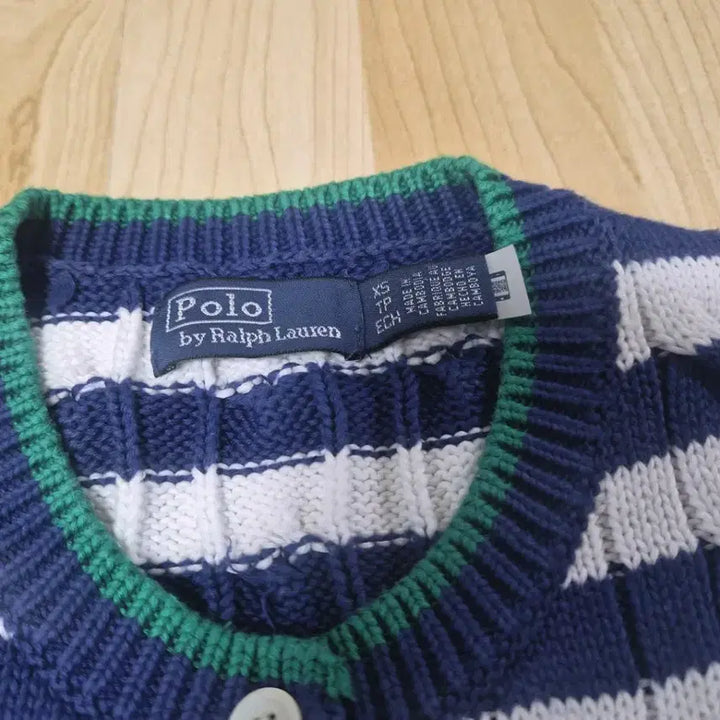 [BUNJANG] Polo Ralph Lauren Shuhua Stripe Cable Knit Short Sleeve Cardigan / (아이들슈화착용)폴로 랄프로렌 여성 스트라이프 케이블 숏슬리브 반팔니트