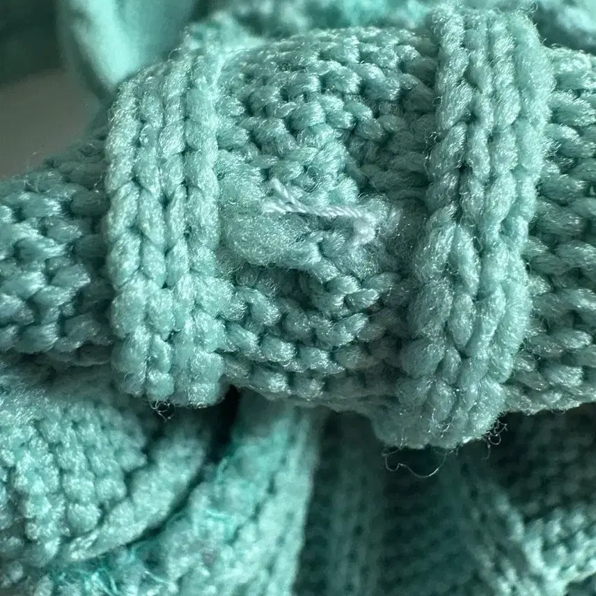 [BUNJANG] Odd One Out Shirring Crop Knit Mint Long Sleeve Top / 오드원아웃 크롭 셔링 긴팔 니트 민트