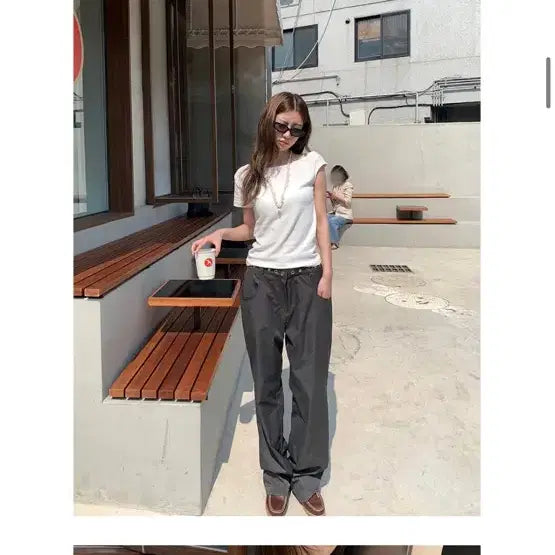 [BUNJANG] Frilly Petal Eyelet Point Pants Charcoal / 프릴리 페탈아일렛 포인트팬츠 차콜컬러 새제품