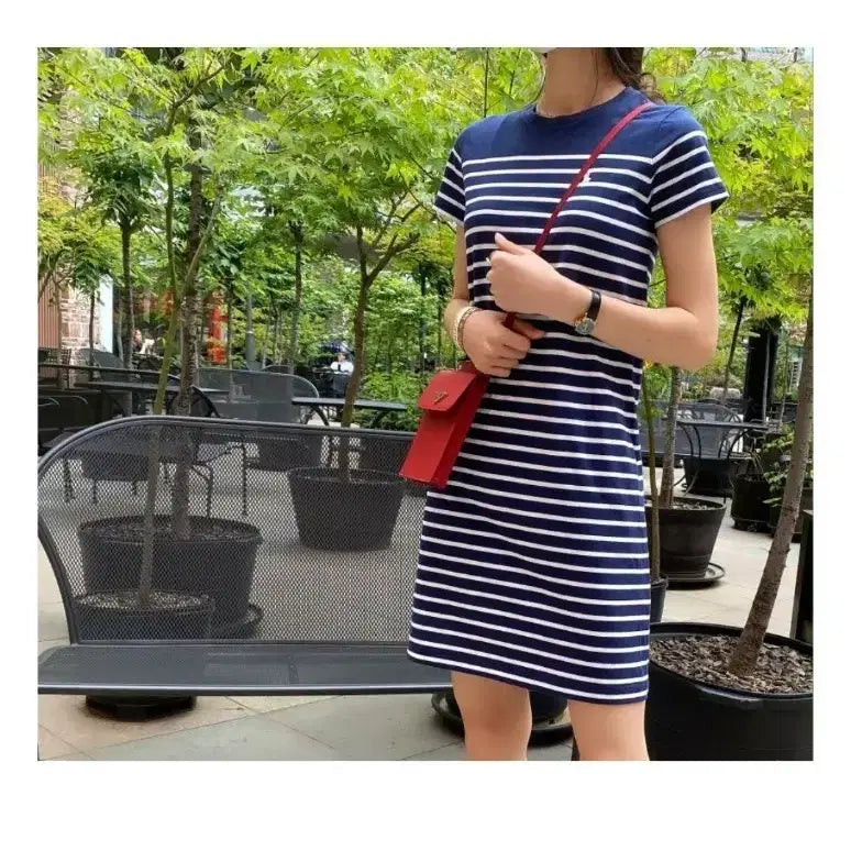[BUNJANG] Polo Ralph Lauren Striped Short-Sleeve Dress / [택채 새제품] 폴로 랄프로렌 스트라이프 반팔 원피스