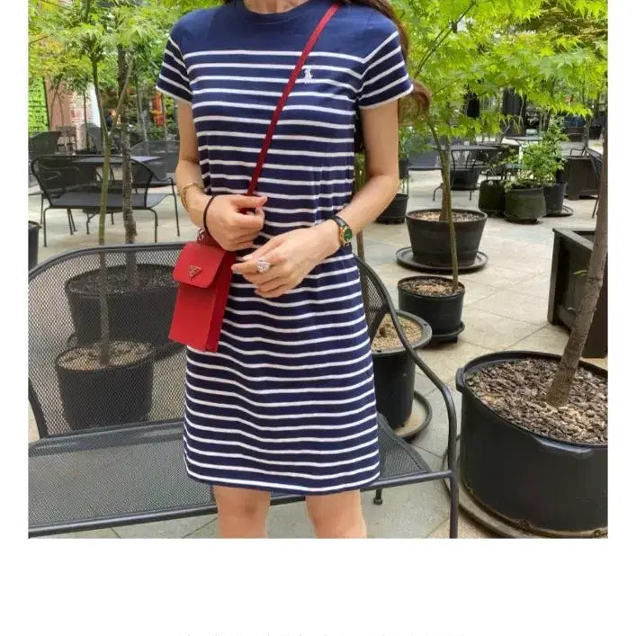 [BUNJANG] Polo Ralph Lauren Striped Short-Sleeve Dress / [택채 새제품] 폴로 랄프로렌 스트라이프 반팔 원피스