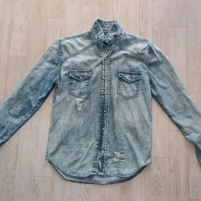 [BUNJANG] Zara Vintage Washed Denim Shirt L / 자라 Zara 빈티지 데미지 워싱 데님셔츠 L