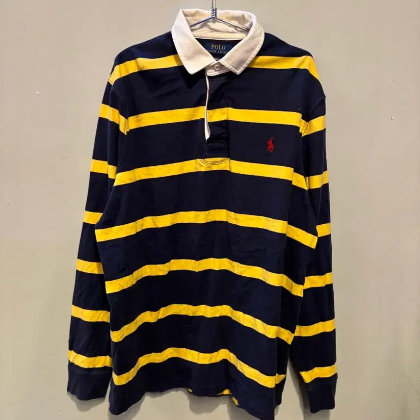 [BUNJANG] Polo Ralph Lauren Striped Rugby Shirt / 폴로 랄프로렌 정품 단가라 럭비티 (얼룩)