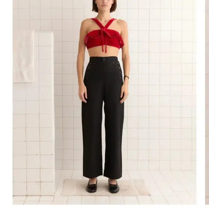 [BUNJANG] BODE Velvet Ruffle Bra Top Chili M / BODE 보디 벨벳 러플 브라 탑 M 칠리