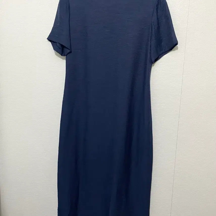 [BUNJANG] The Silhouette Crinkle Navy One-Piece Dress / 더 실루엣 크링클 네이비 원피스