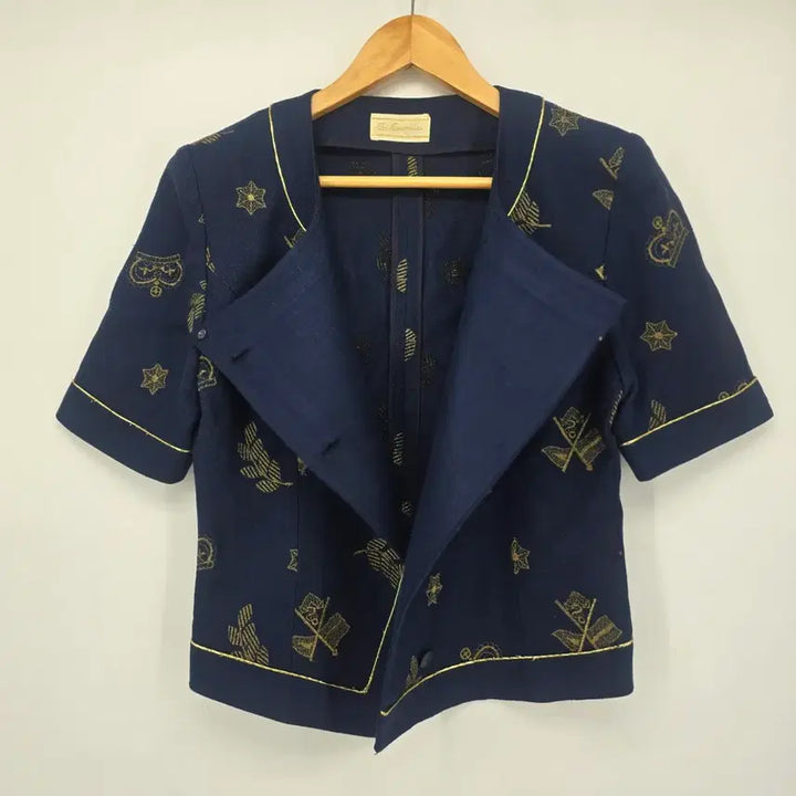 [BUNJANG] Vintage Gold Embroidered Navy Jacket / 일본빈티지 고급스러운 골드 자수 디테일이 자켓 [B20635]