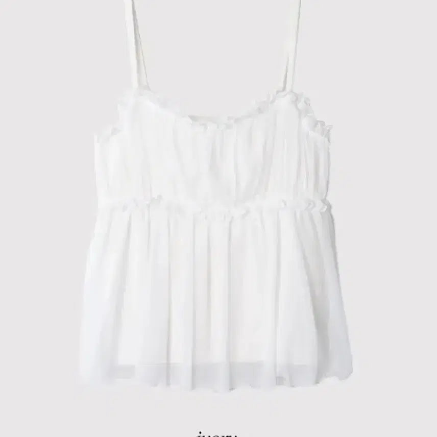 [BUNJANG] Shopperland Chiffon Lace Camisole Ivory / 에이블리 쇼퍼랜드 쉬폰 레이스 나시 슬리브리스 아이보리