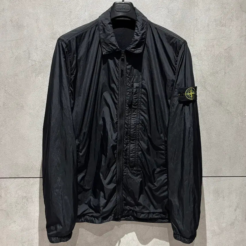 [BUNJANG] Stone Island Crinkle Reps Windbreaker Jacket (Black) / A+ / L (103) 스톤아일랜드 크링클랩스 바람막이 블랙
