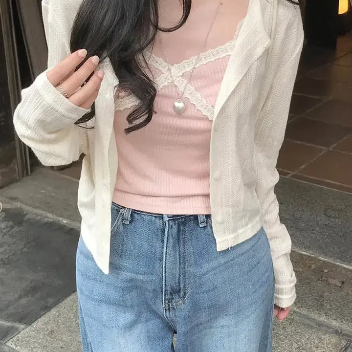 [SOLD OUT] 현재품절!! 에이블리 미니포에 플레르 가디건 아이보리