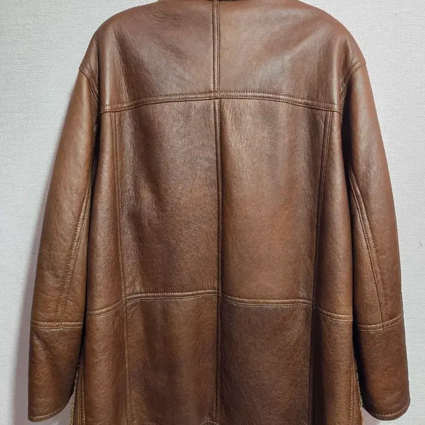 [BUNJANG] Snowy River Sheepskin Leather Mustang Jacket Coat / 브라운 무스탕 가죽 자켓 코트