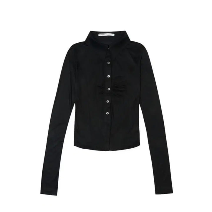 [BUNJANG] Bohemian Seoul Shirred Collar Shirt Black / (택포) 보헤미안서울 셔링 칼라 셔츠 블랙