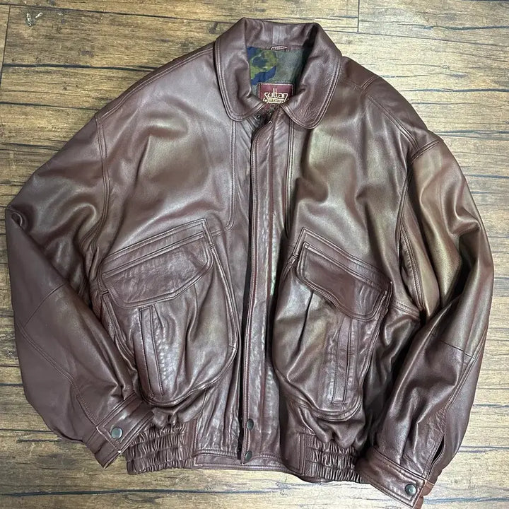 [BUNJANG] Sultan Leather 90s Vintage Leather Bomber Jacket / 90s SULTAN Sultan Leather 빈티지 가죽 봄버 자켓