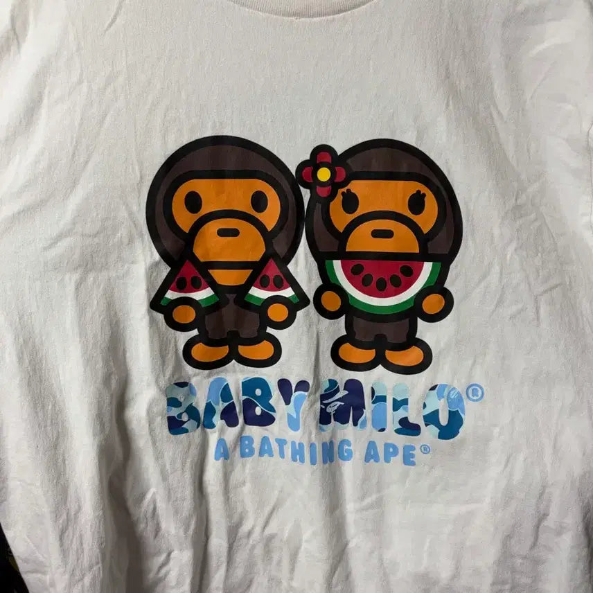 [BUNJANG] BAPE Baby Milo Watermelon T-shirt White / 베이프 베이비마일로 수박 티셔츠 화이트