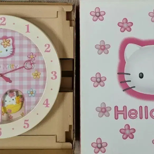 [BUNJANG] Kitty Flower Karakuri Wall Clock with Melody / 고전 키티 꽃키티 벽시계 카라쿠리 시계 오르골 멜로디