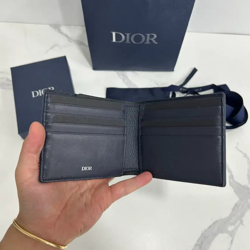 [BUNJANG] Dior Oblique Saddle Bi-fold Wallet Blue / {정품} 디올 오블리크 새들 반지갑 블루
