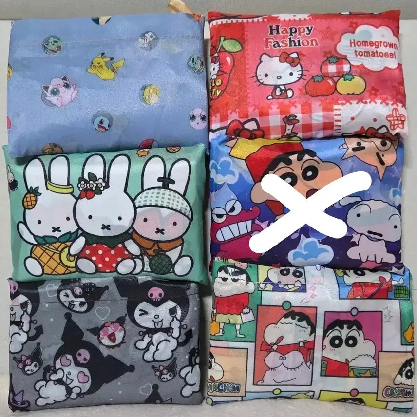 [BUNJANG] Character Foldable Shopping Bag (Pokemon, Miffy, Shin-chan, Hello Kitty, Kuromi) / 캐릭터 접이식 장바구니  (포켓몬/미피/짱구/키티.쿠로미)