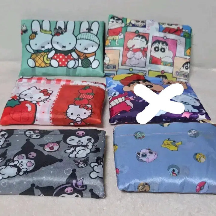 [BUNJANG] Character Foldable Shopping Bag (Pokemon, Miffy, Shin-chan, Hello Kitty, Kuromi) / 캐릭터 접이식 장바구니  (포켓몬/미피/짱구/키티.쿠로미)