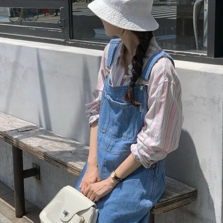 [SOLD OUT] 데님 롱 원피스 멜빵 청원피스
