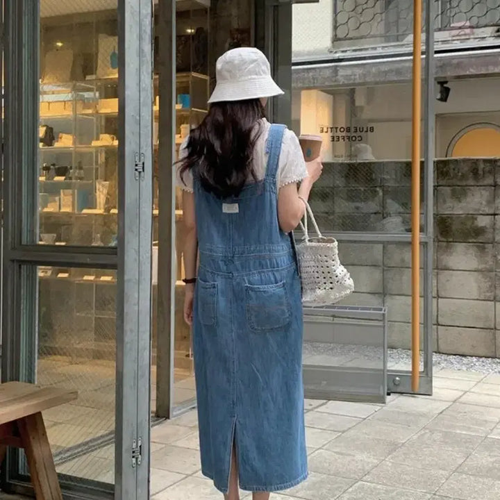[SOLD OUT] 데님 롱 원피스 멜빵 청원피스
