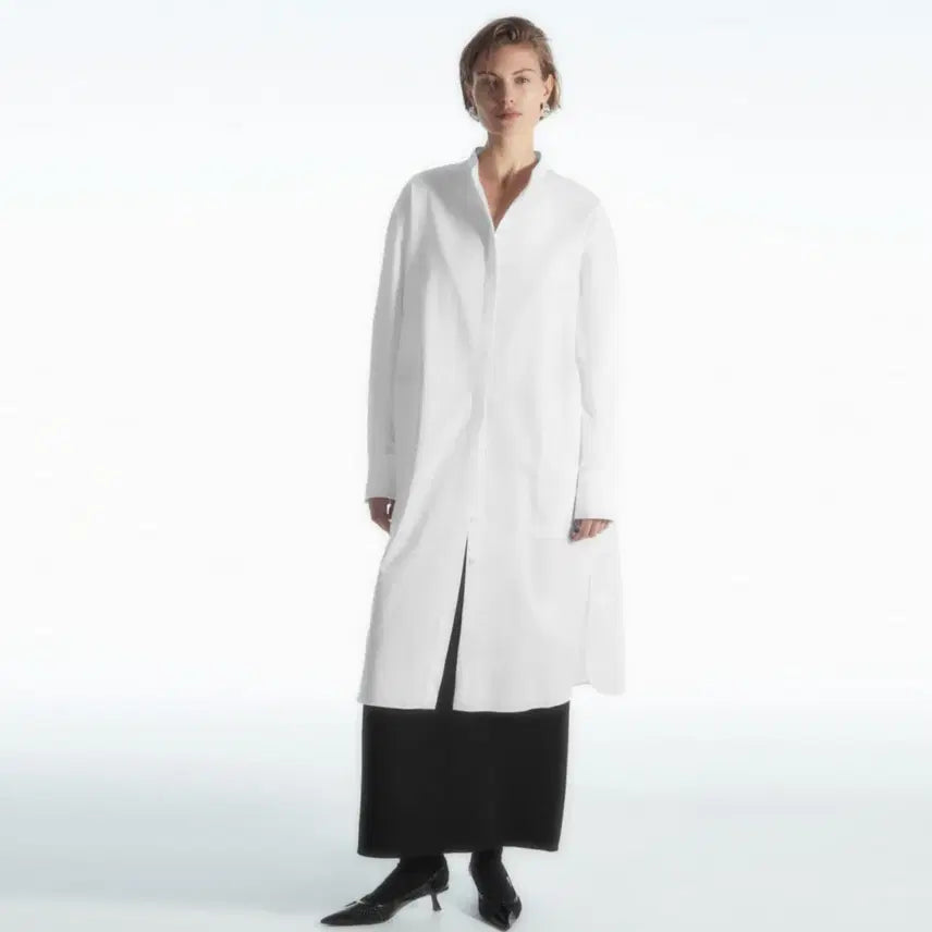 [BUNJANG] COS Oversized Grandad Collar Shirt Dress / COS 오버사이즈 그랜대드 칼라 셔츠원피스 프리사이즈