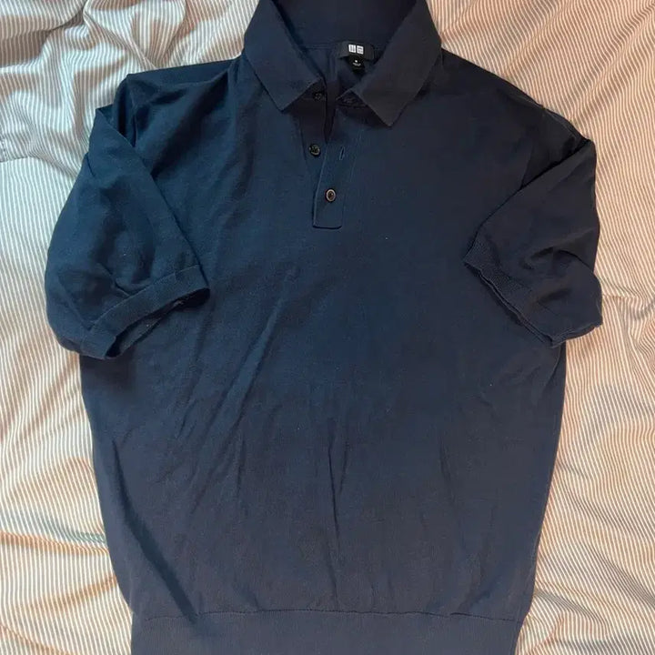 [BUNJANG] Uniqlo Washable Knit Polo Sweater Navy / 유니클로 워셔블니트폴로스웨터 네이비