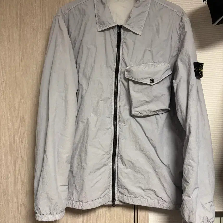 [BUNJANG] Stone Island Naslan Polartec Overshirt Jacket Light Gray / [XL] 21FW 스톤아일랜드 나슬란 폴라텍 오버 셔츠 자켓 라이트그레이