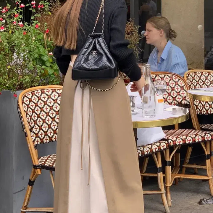 [BUNJANG] Trendier Apparel Beige Long Skirt / 옷장정리)트렌디어패럴 배색 스커트