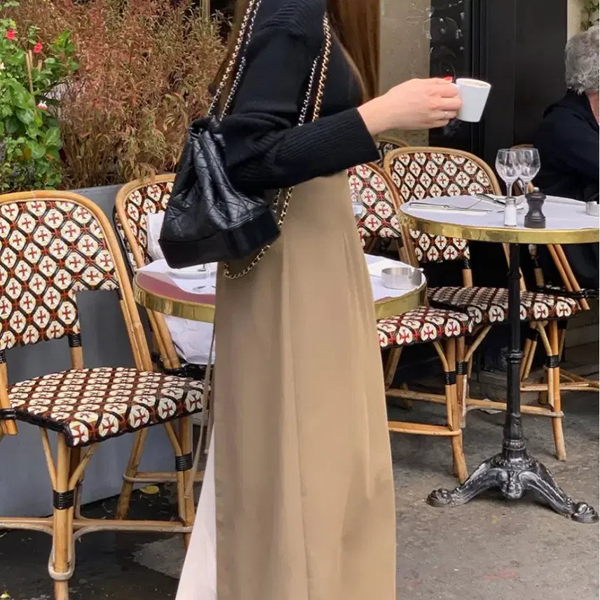 [BUNJANG] Trendier Apparel Beige Long Skirt / 옷장정리)트렌디어패럴 배색 스커트