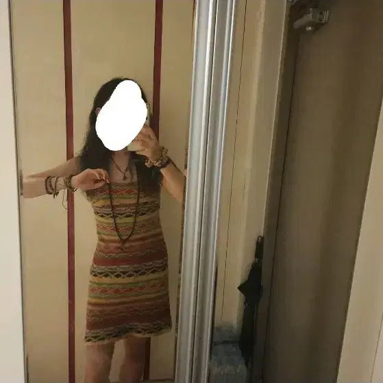 [BUNJANG] Hippie Pattern Mini Dress / 히피 패턴 끈나시 원피스