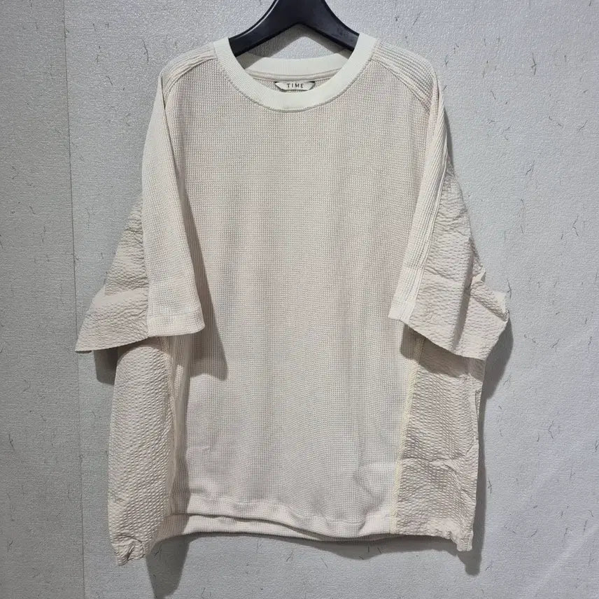 [SOLD OUT] TIME 타임 아이보리 와플 반팔 티셔츠
