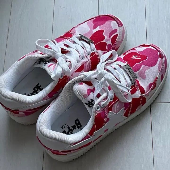 [BUNJANG] BAPE ABC Pink Camo Sneakers Low 20th Anniversary Limited Edition / 베이프스타 ABC 핑크 카모 스니커즈 로우 20주년 한정판 250