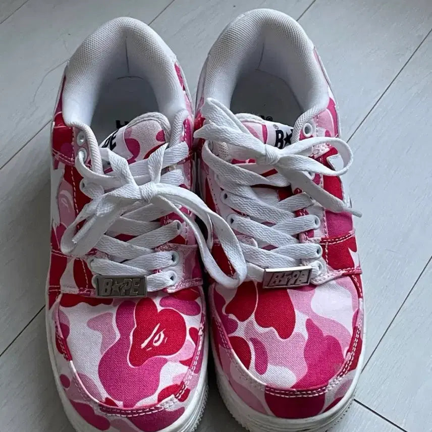 [BUNJANG] BAPE ABC Pink Camo Sneakers Low 20th Anniversary Limited Edition / 베이프스타 ABC 핑크 카모 스니커즈 로우 20주년 한정판 250