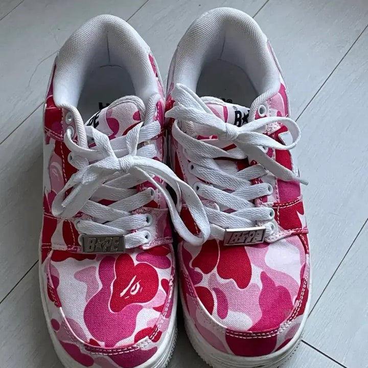 [BUNJANG] BAPE ABC Pink Camo Sneakers Low 20th Anniversary Limited Edition / 베이프스타 ABC 핑크 카모 스니커즈 로우 20주년 한정판 250