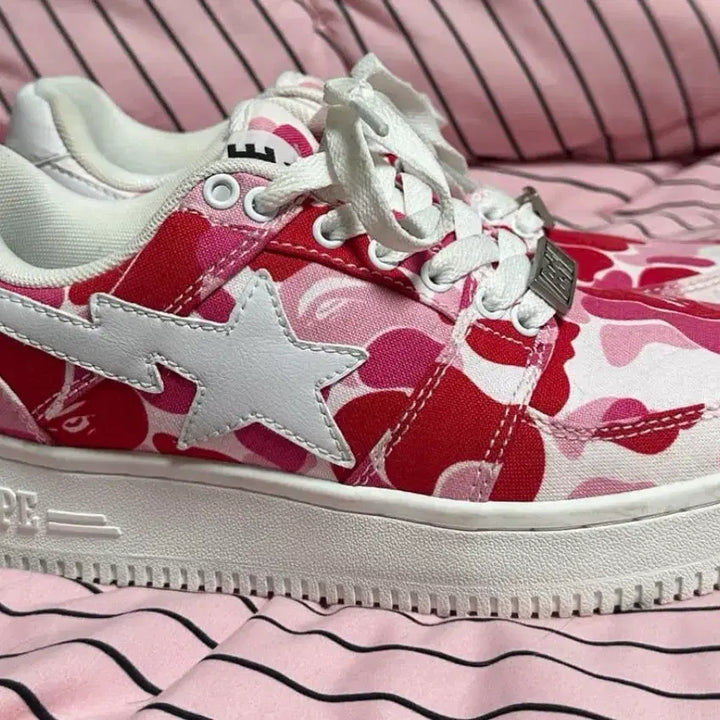 [BUNJANG] BAPE ABC Pink Camo Sneakers Low 20th Anniversary Limited Edition / 베이프스타 ABC 핑크 카모 스니커즈 로우 20주년 한정판 250