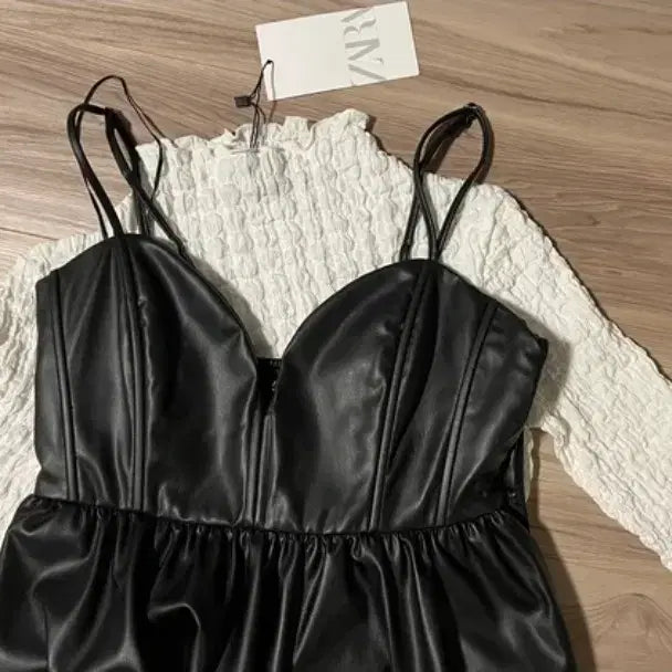 [SOLD OUT] ZARA 자라  페이크 레더 롱 원피스