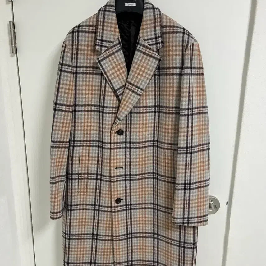 [BUNJANG] ZIOZIO Check Semi-Double Coat / 지오송지오 체크 반더블코트 100-105