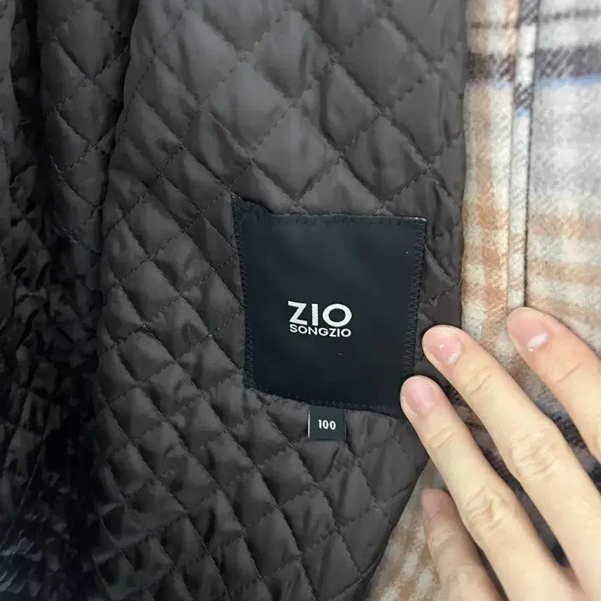 [BUNJANG] ZIOZIO Check Semi-Double Coat / 지오송지오 체크 반더블코트 100-105