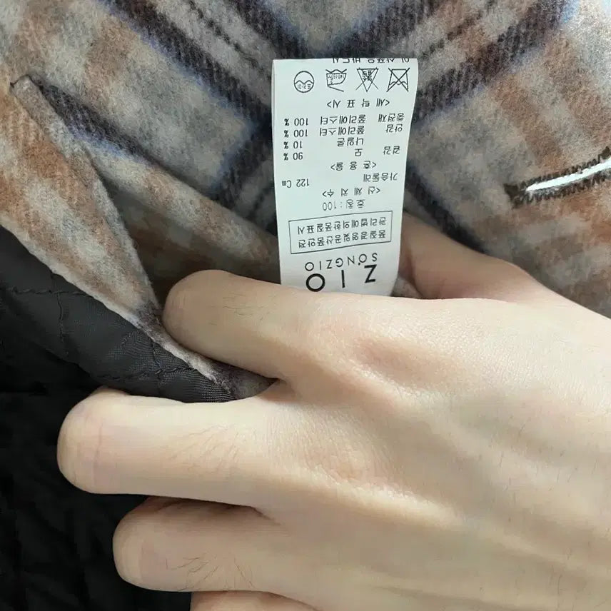 [BUNJANG] ZIOZIO Check Semi-Double Coat / 지오송지오 체크 반더블코트 100-105