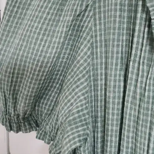 [BUNJANG] ahwe Green Check Long Dress / ahwe 그린 면 체크 카라 롱 원피스
