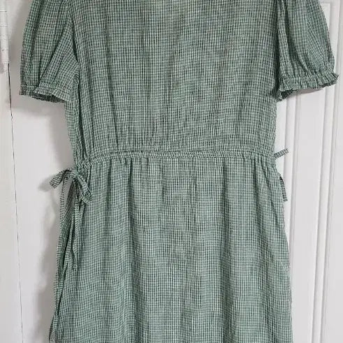 [BUNJANG] ahwe Green Check Long Dress / ahwe 그린 면 체크 카라 롱 원피스