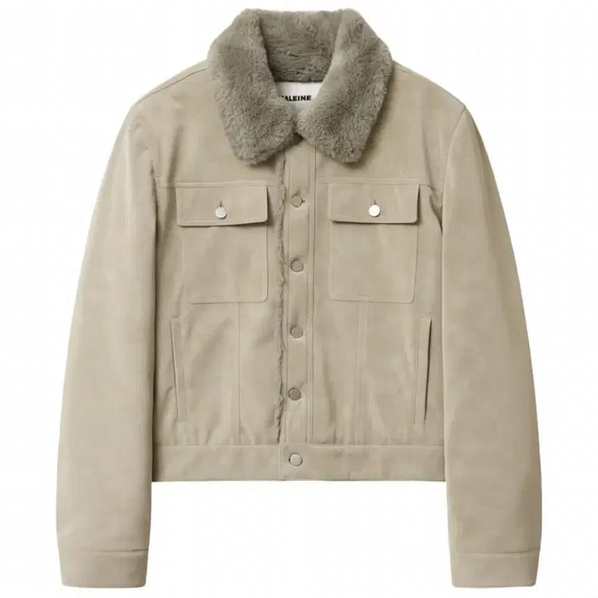 [BUNJANG] Allene Velour Faux Fur Trucker Jacket Cream Beige / 알렌느 벨루아 포우 퍼 트러커 자켓 크림베이지
