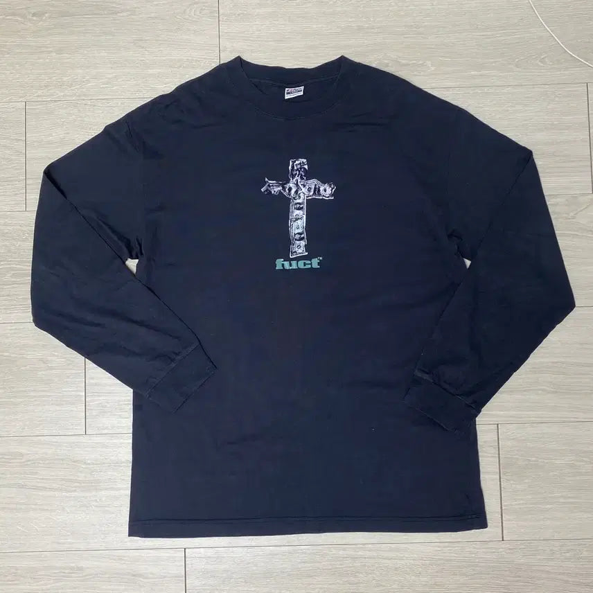 [BUNJANG] FUCT Money Cross Long Sleeve Shirt / FUCT 퍽트 머니 크로스 롱슬리브 L