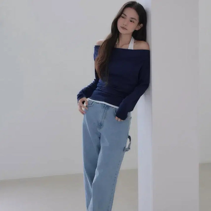 [BUNJANG] 웨어레스트 스프링 오프숄터티&amp;홀터넥 (네이비) / 웨어레스트 스프링 오프숄터티&amp;홀터넥 (네이비)