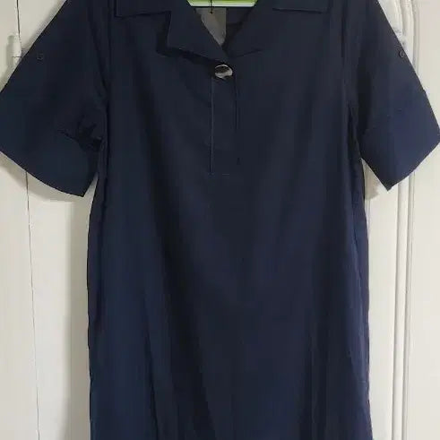 [BUNJANG] Navy Collar Neck Tiered Long Dress / 네이비 카라넥 캉캉 원피스 반팔