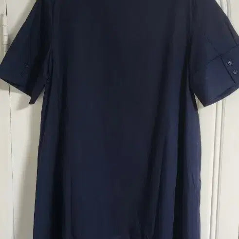 [BUNJANG] Navy Collar Neck Tiered Long Dress / 네이비 카라넥 캉캉 원피스 반팔