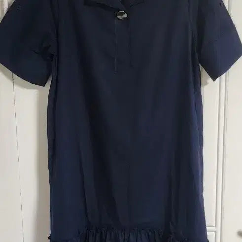 [BUNJANG] Navy Collar Neck Tiered Long Dress / 네이비 카라넥 캉캉 원피스 반팔