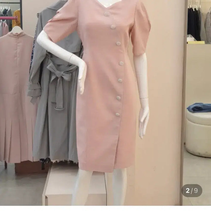 [BUNJANG] JJ JIGOTT Coral Pink Button Detail Midi Dress / JJ 지고트 반팔롱원피스:) 하객룩상견례룩오피스룩