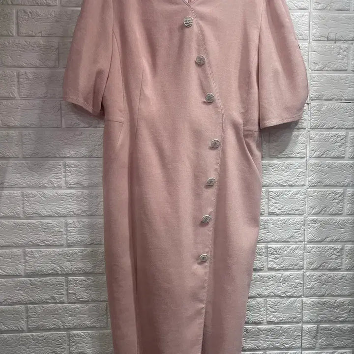 [BUNJANG] JJ JIGOTT Coral Pink Button Detail Midi Dress / JJ 지고트 반팔롱원피스:) 하객룩상견례룩오피스룩