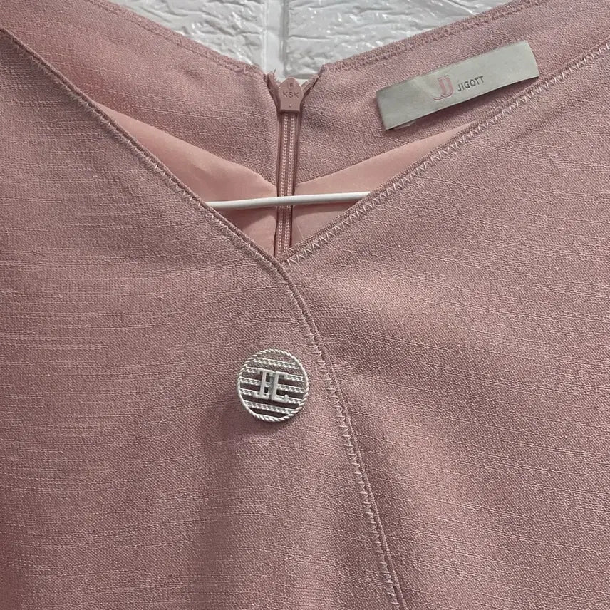 [BUNJANG] JJ JIGOTT Coral Pink Button Detail Midi Dress / JJ 지고트 반팔롱원피스:) 하객룩상견례룩오피스룩